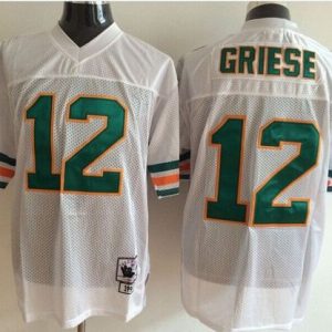 Premium Mitchell And Ness Dolphins #12 Bob Griese White Throwback Stitched NFL Jersey