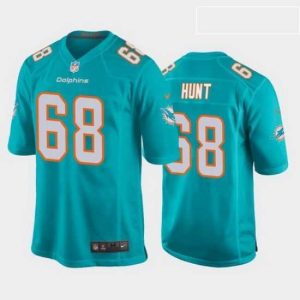 Exquisite robert hunt miami dolphins aqua game jersey
