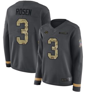 Exceptional Dolphins #3 Josh Rosen Anthracite Salute to Service Women's Stitched NFL Limited Therma Long Sleeve Jersey