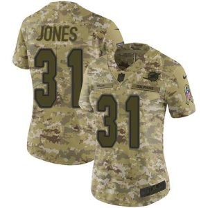 Superior Dolphins #31 Byron Jones Camo Women's Stitched NFL Limited 2018 Salute To Service Jersey