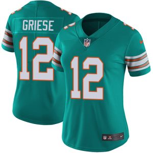 Gorgeous Dolphins #12 Bob Griese Aqua Green Alternate Women's Stitched NFL Vapor Untouchable Limited Jersey