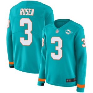 Superior Dolphins #3 Josh Rosen Aqua Green Team Color Women's Stitched NFL Limited Therma Long Sleeve Jersey