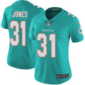 Premium Dolphins #31 Byron Jones Aqua Green Team Color Women's Stitched NFL Vapor Untouchable Limited Jersey