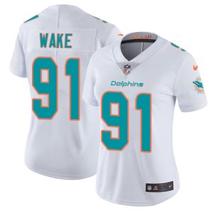 Superb Dolphins #91 Cameron Wake White Women's Stitched NFL Vapor Untouchable Limited Jersey