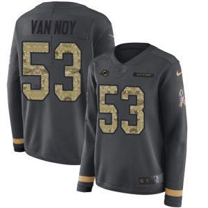 Superb Dolphins #53 Kyle Van Noy Anthracite Salute to Service Women's Stitched NFL Limited Therma Long Sleeve Jersey