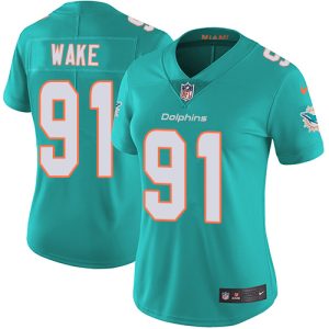 Outstanding Dolphins #91 Cameron Wake Aqua Green Team Color Women's Stitched NFL Vapor Untouchable Limited Jersey
