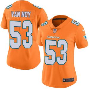 Premium Dolphins #53 Kyle Van Noy Orange Women's Stitched NFL Limited Rush Jersey