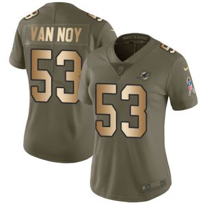 Finest Dolphins #53 Kyle Van Noy Olive/Gold Women's Stitched NFL Limited 2017 Salute To Service Jersey