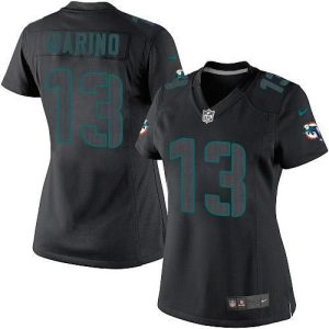 Exceptional Dolphins #13 Dan Marino Black Impact Women's Stitched NFL Limited Jersey