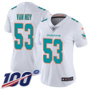 Premium Dolphins #53 Kyle Van Noy White Women's Stitched NFL 100th Season Vapor Untouchable Limited Jersey