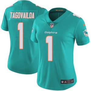 Premium Dolphins #1 Tua Tagovailoa Aqua Green Team Color Women's Stitched NFL Vapor Untouchable Limited Jersey