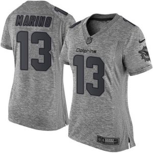 Gorgeous Dolphins #13 Dan Marino Gray Women's Stitched NFL Limited Gridiron Gray Jersey