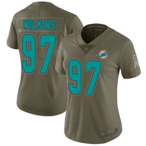 Superior Dolphins #97 Christian Wilkins Olive Women's Stitched NFL Limited 2017 Salute to Service Jersey