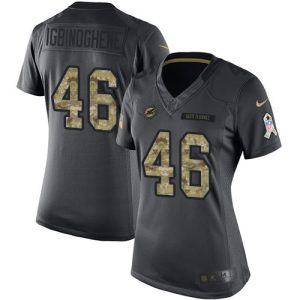 Exquisite Dolphins #46 Noah Igbinoghene Black Women's Stitched NFL Limited 2016 Salute to Service Jersey