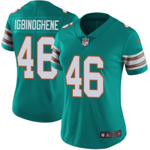 Gorgeous Dolphins #46 Noah Igbinoghene Aqua Green Alternate Women's Stitched NFL Vapor Untouchable Limited Jersey