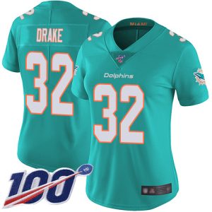 Superior Dolphins #32 Kenyan Drake Aqua Green Team Color Women's Stitched NFL 100th Season Vapor Limited Jersey