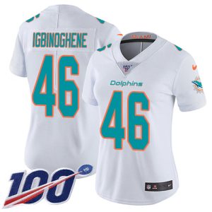 Superior Dolphins #46 Noah Igbinoghene White Women's Stitched NFL 100th Season Vapor Untouchable Limited Jersey
