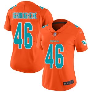 Finest Dolphins #46 Noah Igbinoghene Orange Women's Stitched NFL Limited Inverted Legend Jersey
