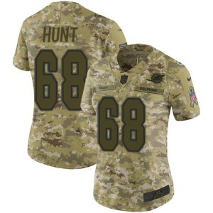 Exquisite Dolphins #68 Robert Hunt Camo Women's Stitched NFL Limited 2018 Salute To Service Jersey