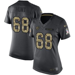Finest Dolphins #68 Robert Hunt Black Women's Stitched NFL Limited 2016 Salute to Service Jersey