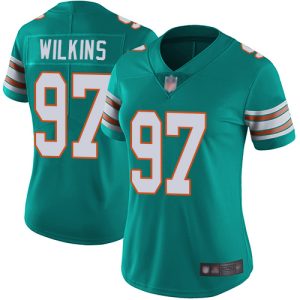 Exceptional Dolphins #97 Christian Wilkins Aqua Green Alternate Women's Stitched NFL Vapor Untouchable Limited Jersey