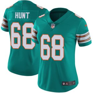 Exquisite Dolphins #68 Robert Hunt Aqua Green Alternate Women's Stitched NFL Vapor Untouchable Limited Jersey