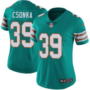 Outstanding Dolphins #39 Larry Csonka Aqua Green Alternate Women's Stitched NFL Vapor Untouchable Limited Jersey