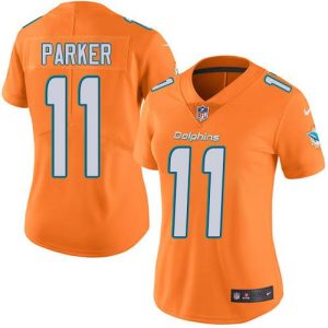Premium Dolphins #11 DeVante Parker Orange Women's Stitched NFL Limited Rush Jersey