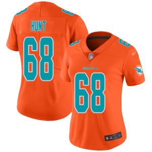Finest Dolphins #68 Robert Hunt Orange Women's Stitched NFL Limited Inverted Legend Jersey