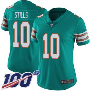 Exquisite Dolphins #10 Kenny Stills Aqua Green Alternate Women's Stitched NFL 100th Season Vapor Limited Jersey