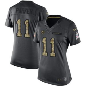Finest Dolphins #11 DeVante Parker Black Women's Stitched NFL Limited 2016 Salute to Service Jersey