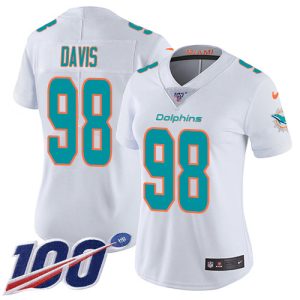 Superb Dolphins #98 Raekwon Davis White Women's Stitched NFL 100th Season Vapor Untouchable Limited Jersey