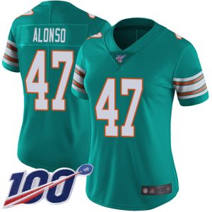 Exceptional Dolphins #47 Kiko Alonso Aqua Green Alternate Women's Stitched NFL 100th Season Vapor Limited Jersey