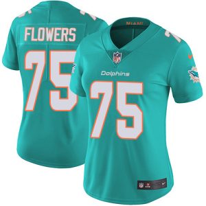 Finest Dolphins #75 Ereck Flowers Aqua Green Team Color Women's Stitched NFL Vapor Untouchable Limited Jersey