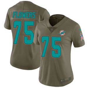 Exceptional Dolphins #75 Ereck Flowers Olive Women's Stitched NFL Limited 2017 Salute To Service Jersey