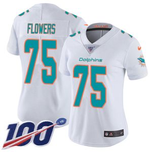 Premium Dolphins #75 Ereck Flowers White Women's Stitched NFL 100th Season Vapor Untouchable Limited Jersey