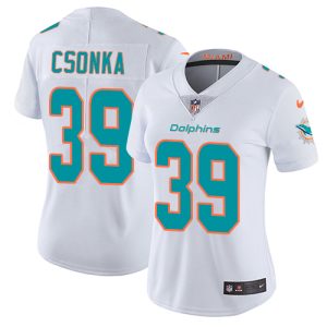 Superior Dolphins #39 Larry Csonka White Women's Stitched NFL Vapor Untouchable Limited Jersey