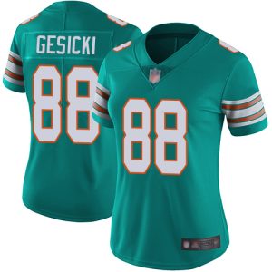 Premium Dolphins #88 Mike Gesicki Aqua Green Alternate Women's Stitched NFL Vapor Untouchable Limited Jersey