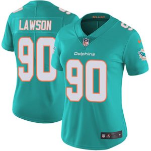 Premium Dolphins #90 Shaq Lawson Aqua Green Team Color Women's Stitched NFL Vapor Untouchable Limited Jersey