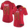 Marvelous Dolphins #91 Cameron Wake Red Women's Stitched NFL Limited AFC 2017 Pro Bowl Jersey