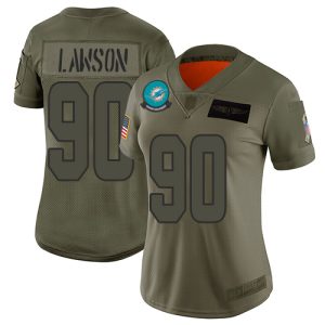 Exceptional Dolphins #90 Shaq Lawson Camo Women's Stitched NFL Limited 2019 Salute To Service Jersey