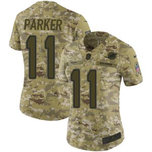 Finest Dolphins #11 DeVante Parker Camo Women's Stitched NFL Limited 2018 Salute to Service Jersey