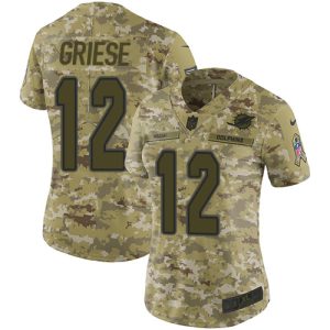 Outstanding Dolphins #12 Bob Griese Camo Women's Stitched NFL Limited 2018 Salute to Service Jersey