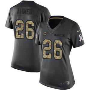 Exquisite Dolphins #26 Salvon Ahmed Black Women's Stitched NFL Limited 2016 Salute to Service Jersey