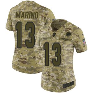Superb Dolphins #13 Dan Marino Camo Women's Stitched NFL Limited 2018 Salute to Service Jersey