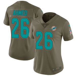 Exquisite Dolphins #26 Salvon Ahmed Olive Women's Stitched NFL Limited 2017 Salute To Service Jersey