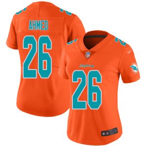 Exceptional Dolphins #26 Salvon Ahmed Orange Women's Stitched NFL Limited Inverted Legend Jersey