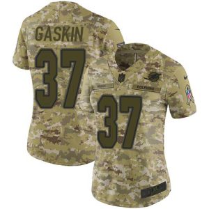 Superior Dolphins #37 Myles Gaskin Camo Women's Stitched NFL Limited 2018 Salute To Service Jersey
