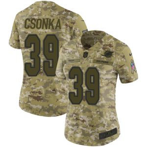 Exceptional Dolphins #39 Larry Csonka Camo Women's Stitched NFL Limited 2018 Salute to Service Jersey