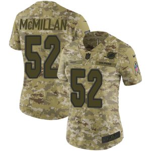 Finest Dolphins #52 Raekwon McMillan Camo Women's Stitched NFL Limited 2018 Salute to Service Jersey